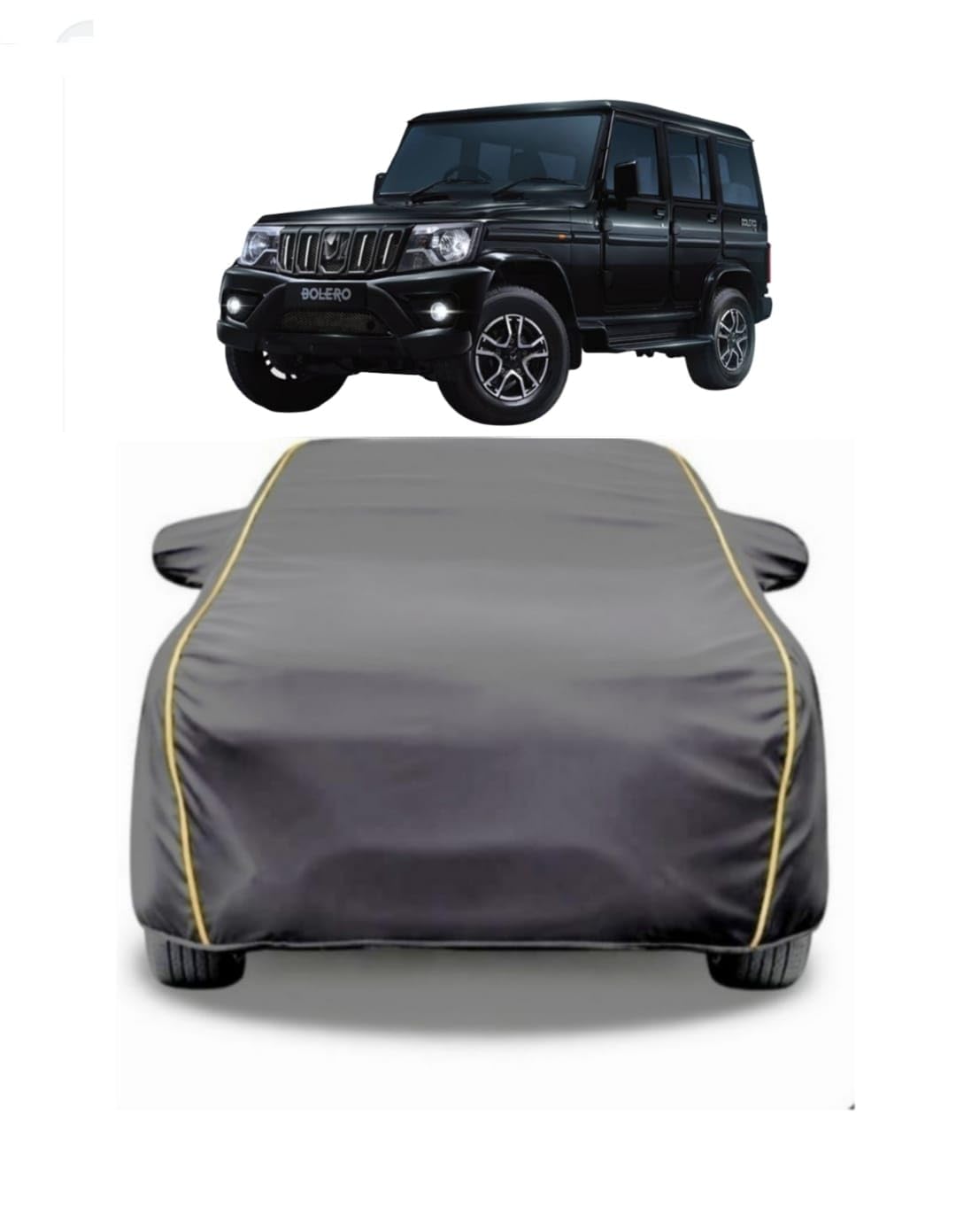Premium Car Body Cover for Compatible with New Mahindra Bolero B6 Model 2026 | Water Resistant, Dustproof, Triple Stitching | All-Weather Protection (Grey)-image-21