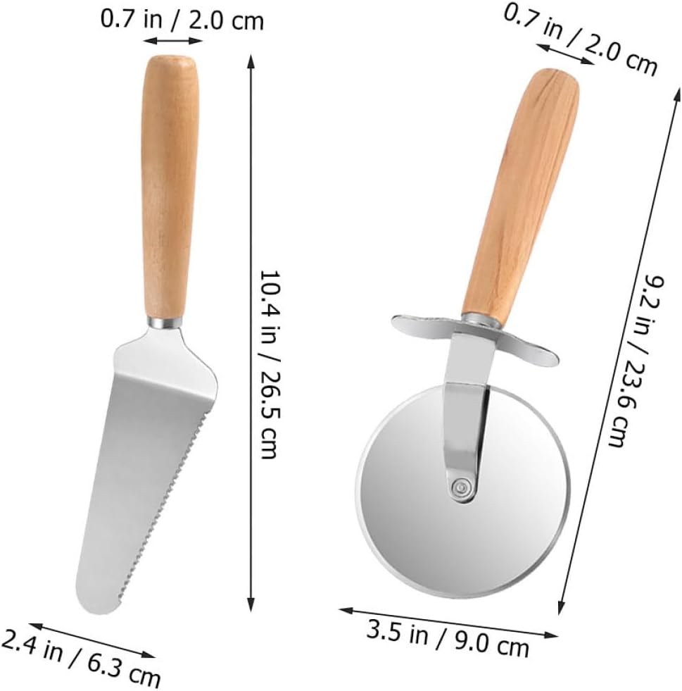 Artibetter Stainless Steel Pizza Cutter Wheel and Multi-purpose Pizza Shovel Set 2pcs Baking Tool for Kitchen Sturdy Cutter Wheel with Ergonomic Handle for Serving and Sandwich Cutting