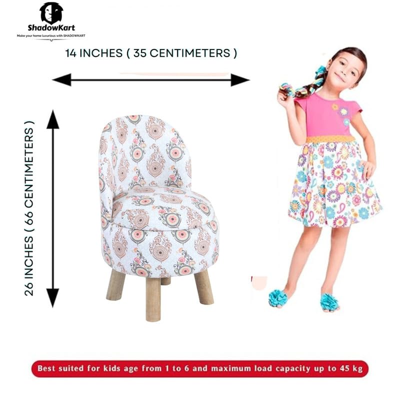 Image of Ottoman Kids pouffe Small Stool for Baby Chair Study Table Stool for Kids Room Baby Sofa Stepstool Children Cartoon Wooden Chair, 14x26 Inch, More Pankh