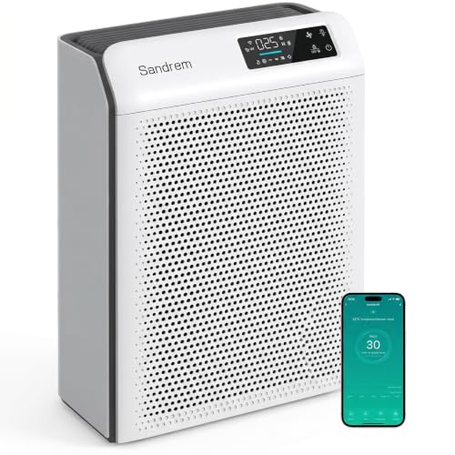 Luftreiniger für Allergiker, CADR 300 m³/h mit H13 HEPA Filter gegen Pollen, Staub, Tierhaare & Gerüche, Luftqualitätssensor mit Automatikmodus, Smart APP, Ionisator & UV-C für Schlafzimmer