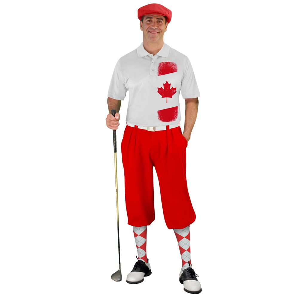 Golf Knickers Canadian Homeland Traditional (Plus Fours) Outfit for Men (Red) - Size: 56 / 4XL Shirt