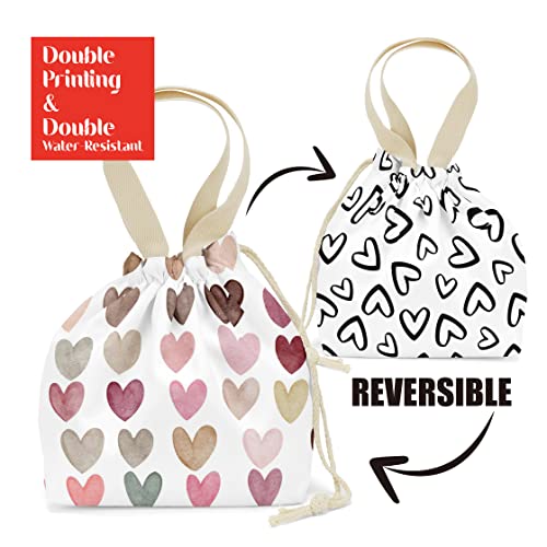 Pykfrhh Lunch Bag Women, Lunch Tote, Reusable, Waterproof, Drawstring Lunch Bag Box For, Adults, Women, Picnic, Work, Beach, Travel, Boho Rainbow Hearts Tie Dye Pattern #TOP1