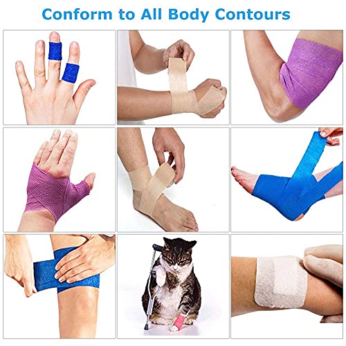 Lotfancy Self Adhesive Bandage Wrap, 10 Pack, 2" X 5 Yards, Breathable Sports Tape, First Aid Medical Tape For Wrist, Ankle Sprains & Swelling, Assorted Color #TOP5