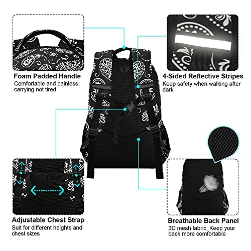 ALAZA Ornament Paisley Bandana Print Black Backpack Purse for Women Men Personalized Laptop Notebook Tablet School Bag Stylish Casual Daypack, 13 14 15.6 inch4