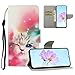 Produktbild Yewos Kompatibel mit Huawei P30 Hülle Brieftasche PU Leder Flip Schutzhülle Muster Bookstyle Handyhülle mit Ständer,Kartenfach,Magnetverschluss,Trageschlaufe,Katze Rosa