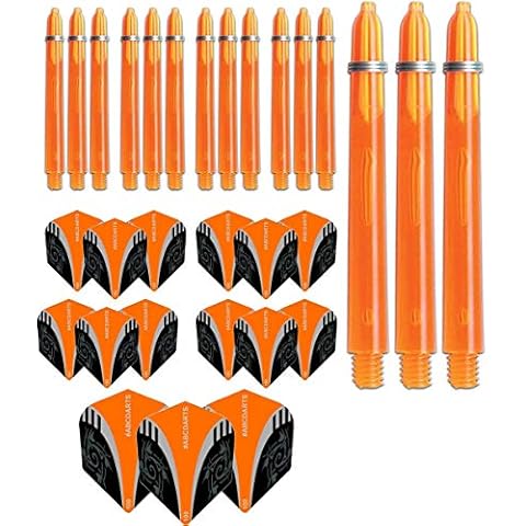 Pentathlon Unisex Adult Tribal Edgeglow Shafts Standard Dart Flights 5 Sets with Dart Shafts (15pcs), Orange, Classic Medium Cover