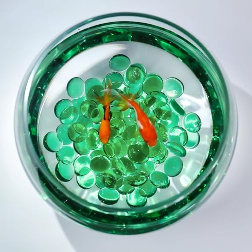 Image of CYS EXCEL Green Glass Gemstone Beads Vase Fillers (2 LBS) Flat Marble Beads Multiple Color Choices Aquarium Decor Rocks Floral Stones Decorative Mosaic Glass Gem Pebbles