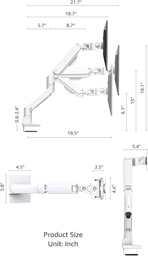 Miniatura 9 de BEWISER Soporte de brazo de monitor resistente para pantallas de 34 a 49 pulgadas y ultra de 57 pulgadas, capacidad de peso de hasta 44 libras,