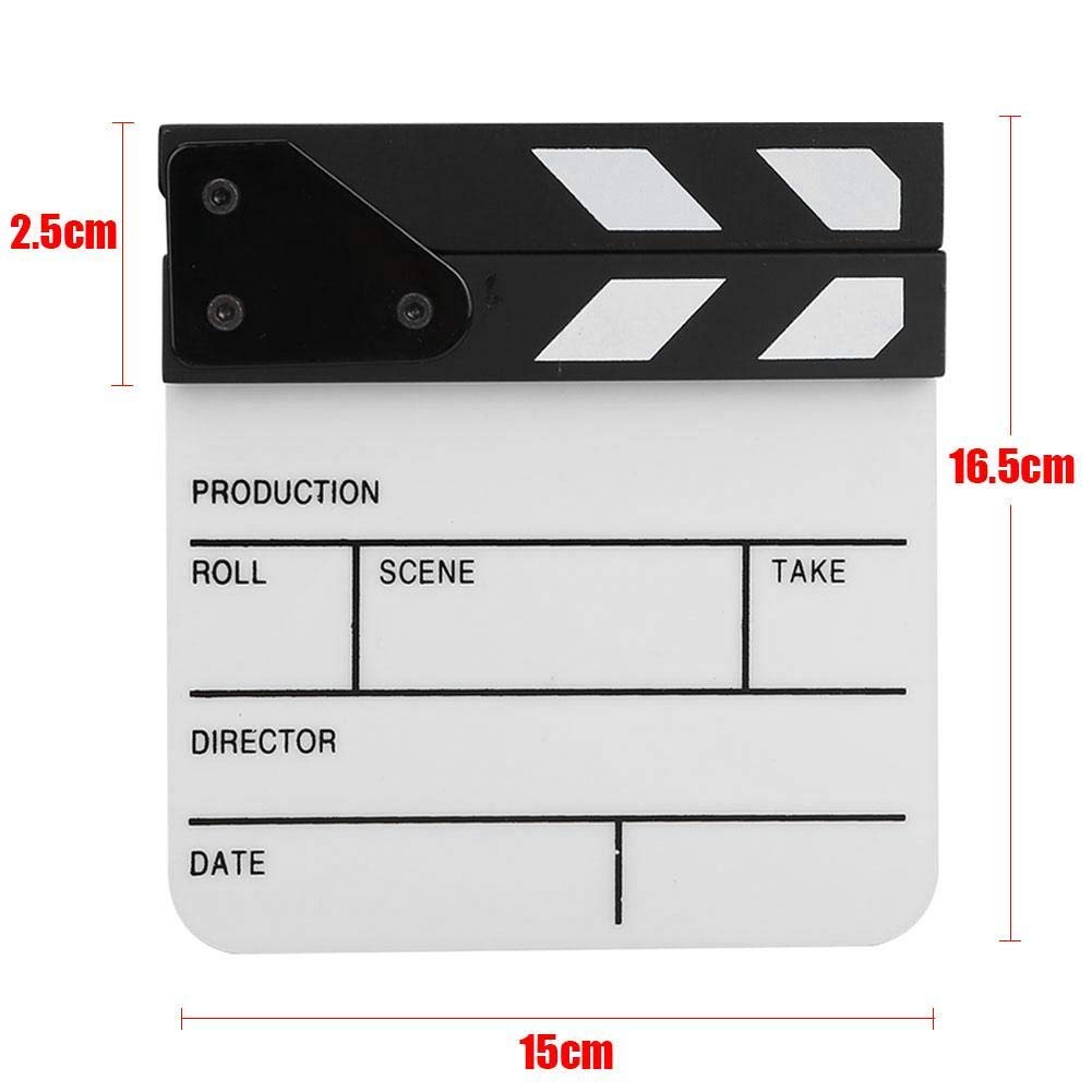 Filmklappe,15x16.5x5cm Regieklappe Clapperboard Wasserdichtes Szenenbrett für Filmen Video Requisiten Familiendekoration Werbung DIY-Video,beschriftbar