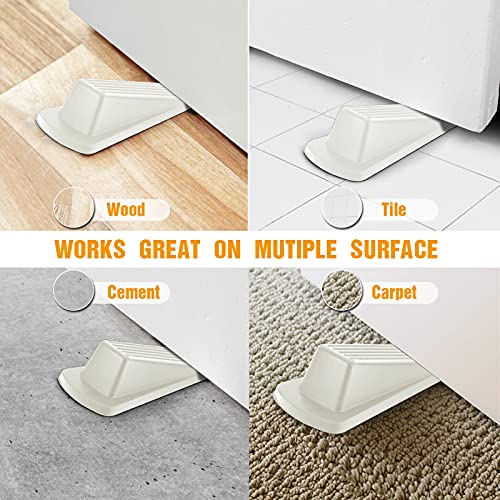 Crosize Door Stoppers For Floor Rubber Door Stop Wedge, Door Gaps And Prevent The Lock-Outs,Floor Sturdy Stackable Door Stop For Carpet Heavy Duty Door (White) #TOP3