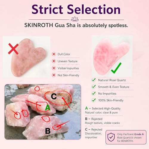Image of Rose Quartz Gua Sha Stone for Face Massage | 100% Natural Stone | Comes in Premium Rigid Box | Lifting, Sculpting & Glow Enhancer | Reduces Puffiness, Improves Blood Circulation,