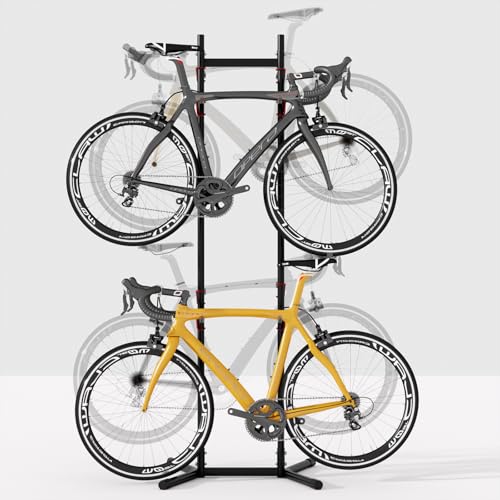 Urban Deco Portabicicletas para 2-4 bicicletas de garaje de hasta 154 libras, soporte vertical para bicicletas de carretera, montaña e híbrida, color negro