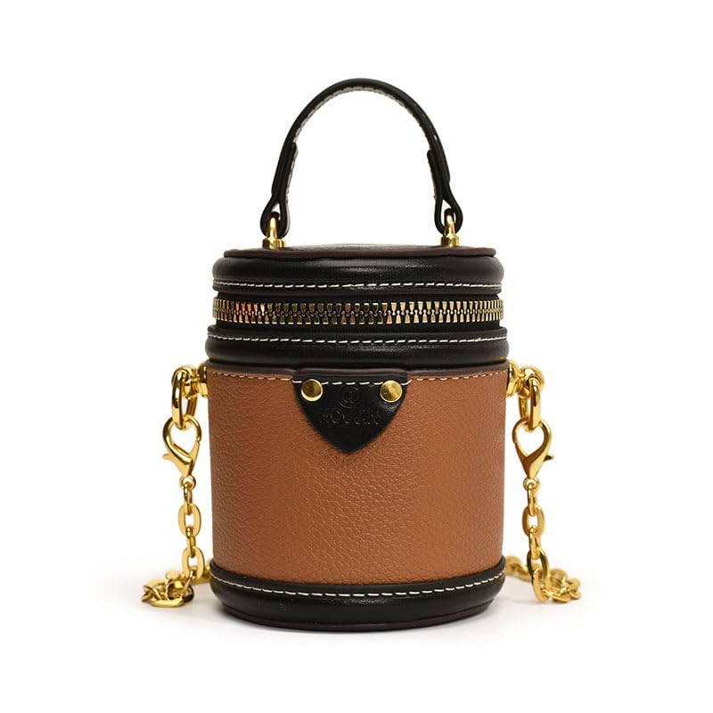 Colorblock Bucket Bag for Women, 2025 New Summer Cylinder Bag, Leather Bucket Crossbody, with Adjustable Strap