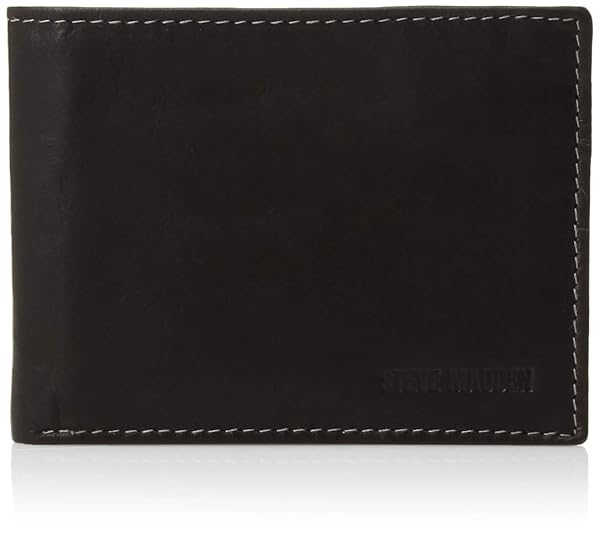 Steve Madden Men's Slim Leather Wallet with Extra Capacity Attached Flip Pockets