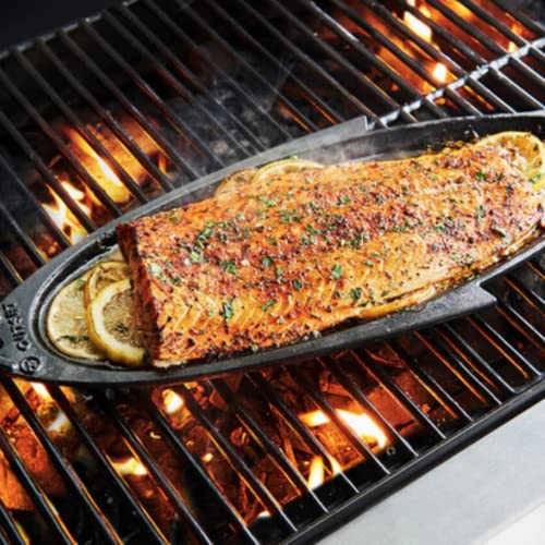 Outset 76376 Fish Cast Iron Grill And Serving Pan Black, 18.9 X 7.28 X 0.98 Inches #TOP3