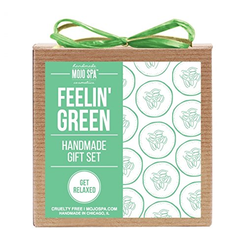 Mojo SpaFeelin Green Small Gift Set | 2 Handmade Natural Bath and Body Products | Face and Body Scrub, Body Soap