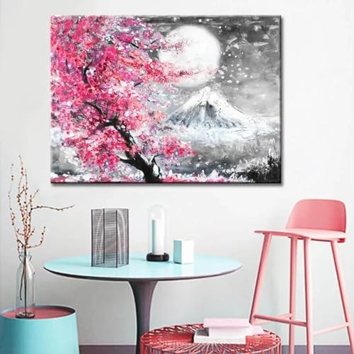Paysage aquarelle de fleurs de cerisier déco zen pour chambre à coucher - 5