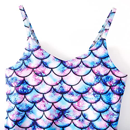 Image of YUEGOO Girls Swimsuits Bathing Suit One Piece 3D Printed Ruffle Beach Swimwear 3-8T (as1, Age, 6 Years, A-Blue Mermaid)