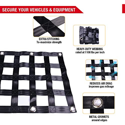 Surmountway Heavy Duty Tailgate Cargo Net For Truck Bed, Durable&Rugged Tailgate Net, Extendable&Adjustable Truck Bed Cargo Net, Suitable For Truck, Trailer, Pickup, Jeep, Suv, Boat And So On(54"X18") #TOP4