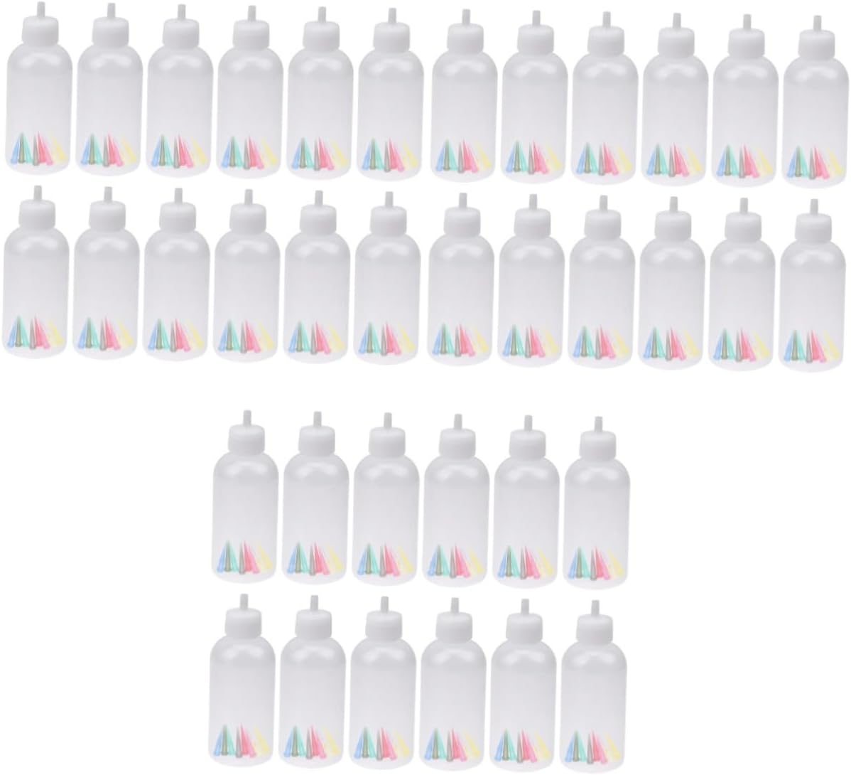 Ciieeo 36 Sets Plastic Squeeze Bottles with Random Nozzles Versatile Sauce Dispenser and Cake Decoration Tool for Jam Ketchup Salad Dressings Capacity Random Color