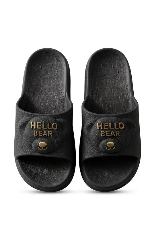 Womens Cute Bear Slip-On Slides | Soft, Lightweight And Comfortable EVA Material | Cute Flip Flops For Girls | Stylish Slides For Lounge, Casual & Everyday Wear-image-0