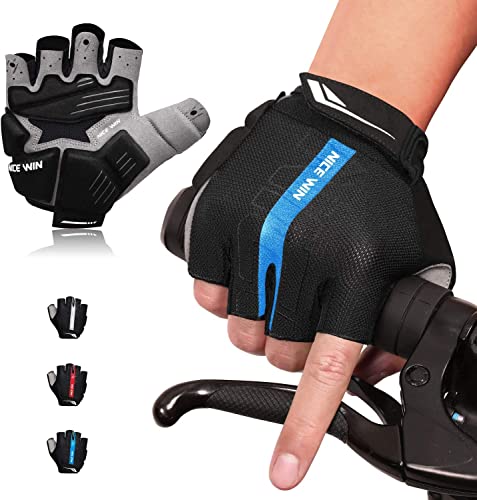 NICEWIN Gants Cyclisme Demi Doigt 6mm Gel Rembourrés Anti-Choc Respirant Eté Homme et Femme pour Vélo VTT Cycliste Moto Cover