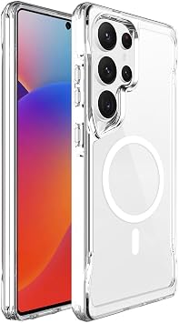 Elfia Samsung Galaxy S25 Ultra ile Uyumlu  effaf M-Safe  arj  zellikli Kamera lens Korumal  Silikon K l f,  effaf