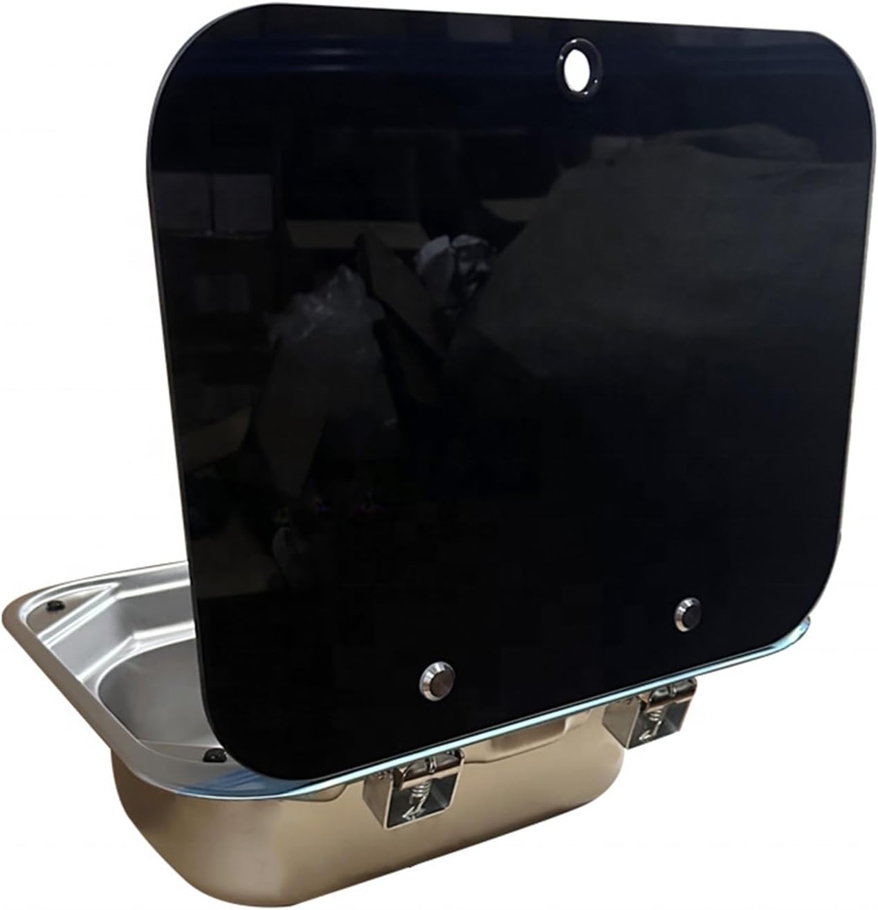 Caravan Accessories RV Caravan Boat 304 Steel Single Hand Wash Basin Sink With Tempered Glass Lid