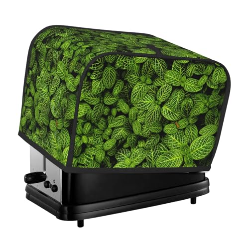 Copertura per tostapane a 2 fette, piccole foglie di felce verde, con tasche, per piccoli elettrodomestici da cucina, protezione dalle impronte digitali, lavabile in lavatrice