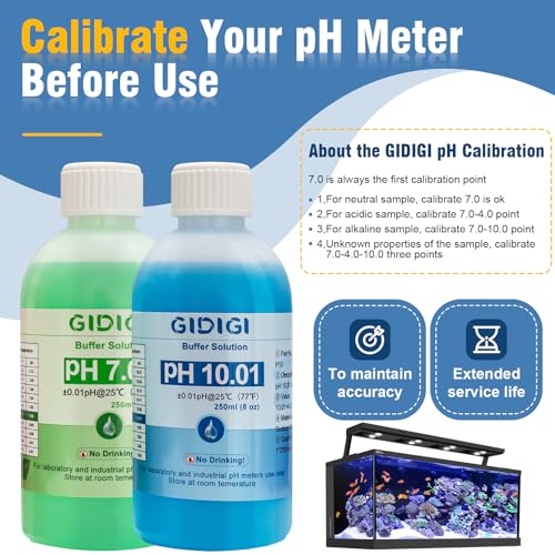 Image of pH Meter Calibration Buffer Includes pH 7.00, 10.01 and Storage Solution | Calibration Buffer 250ml*2,Probe KCL Storage 30ml*1, pH Meter Accessories