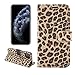 PHONETABLETCASE+ / for 苹果手机 12/12 Pro Leopard Print Pattern Horizontal Flip Funda de Cuero con Ranura Tarjeta y Soporte,Protección de la Cubierta de la Cubierta a Prueba (Color : Brown)