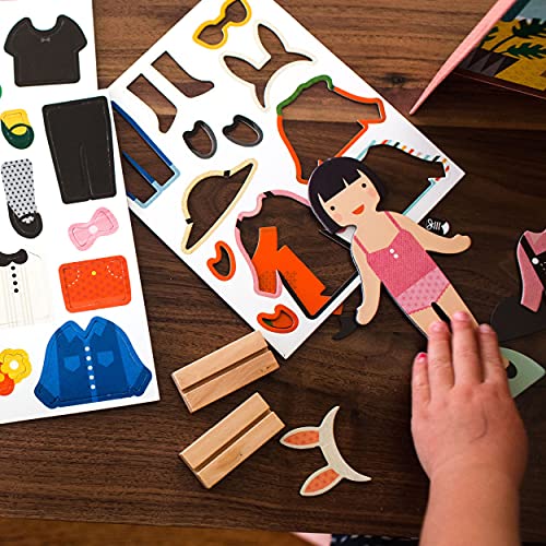 Petit Collage Magnetic Dress Up Best Friends – Magnetic Game Board with Mix and Match Magnetic Pieces, Ideal for Ages 3+ – Includes 2 Scenes and 49 Creative Magnetic Pieces