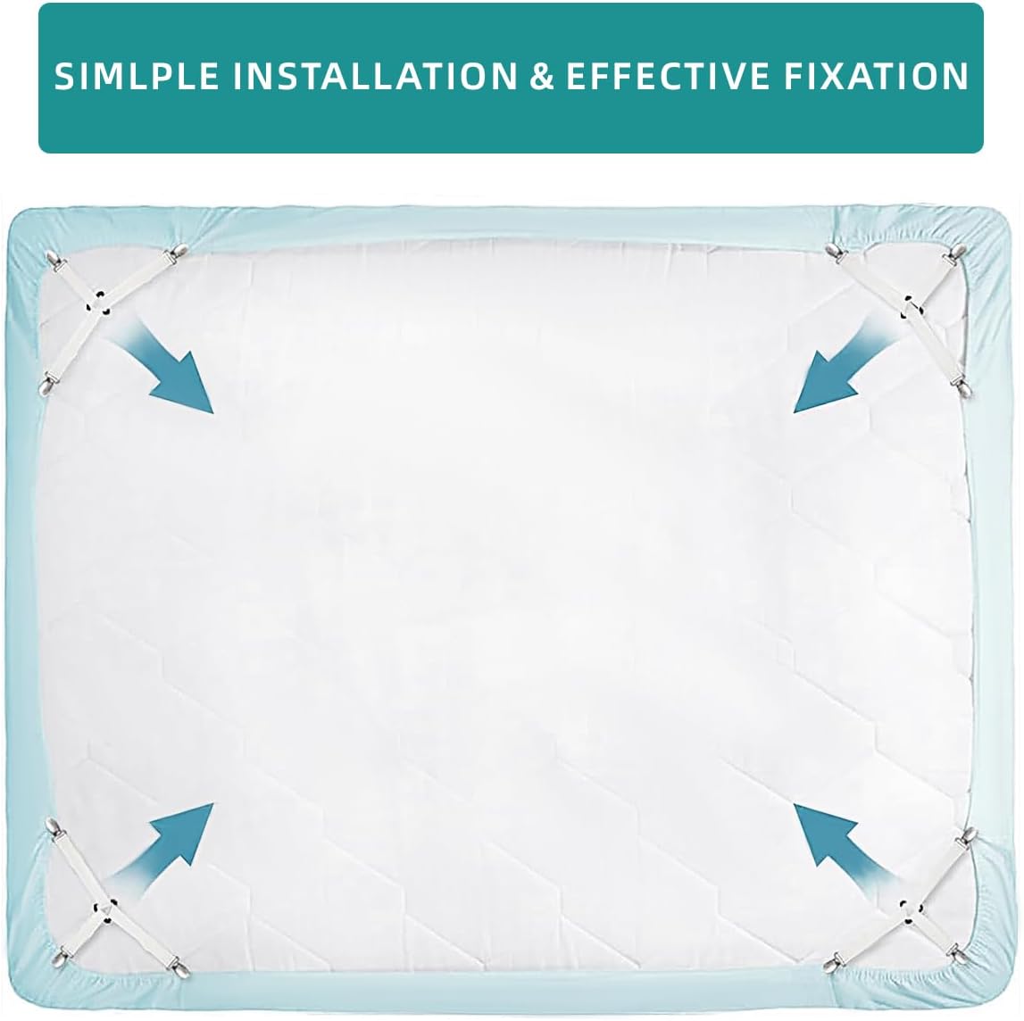 Bed Sheet Retainer Straps,Elasticated Adjustable Mattress Fitted Sheet Clips,Sheet Holder and Mattress Firm and Tight,for Anti-Slip and Anti-Wrinkle Sheets,Suitable of Mattresses,White