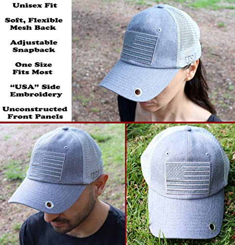 Image of Antourage American Flag Unconstructed Unisex Mesh Snapback Baseball Hat Cap for Men and Women +2 Patriotic Patches Included