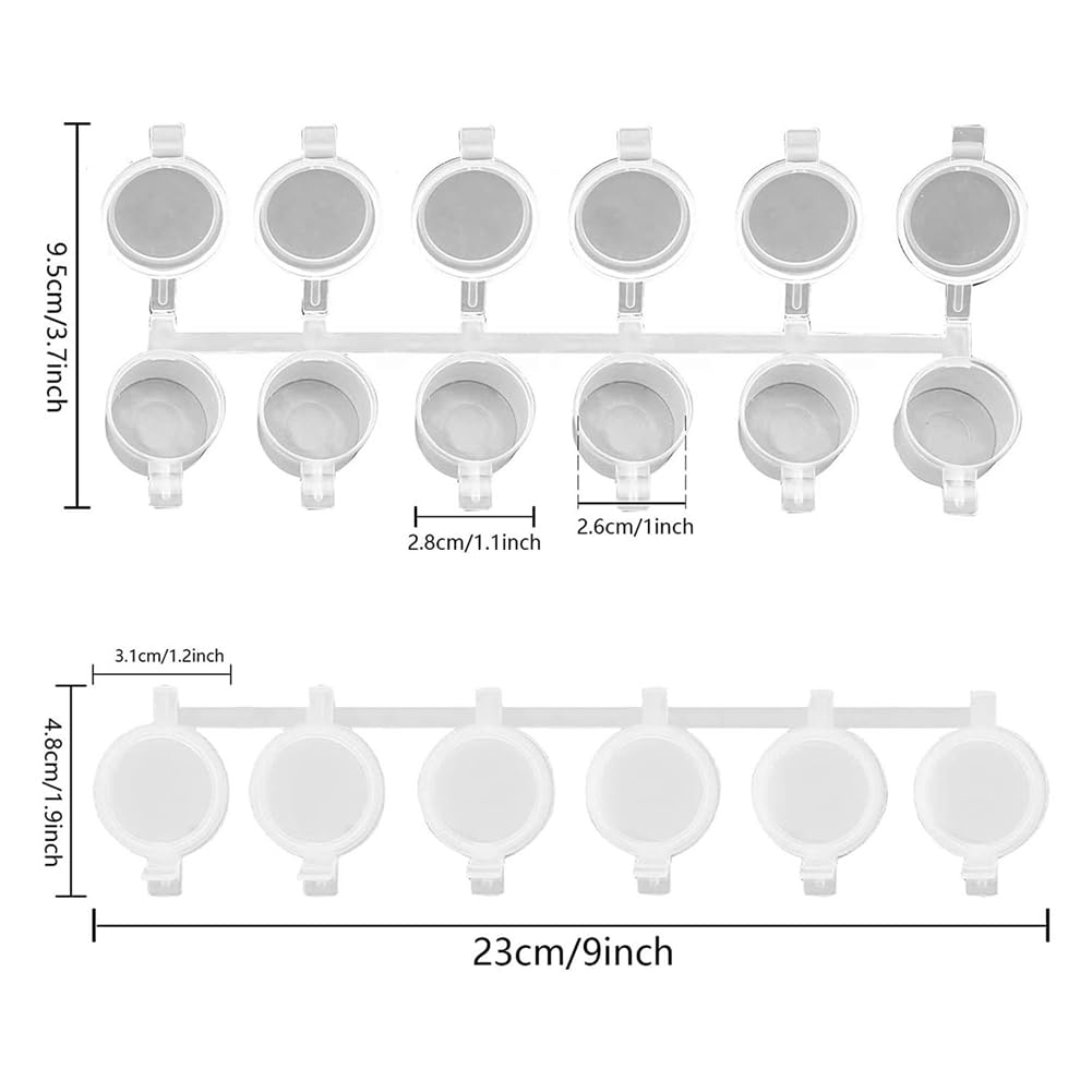 30 Streifen, 180 Töpfe, Leere Farbstreifen, Farbbecher, 10 Ml, Mini-Farbtöpfe, Transparente AufbewahrungsbehäLter Aus Kunststoff