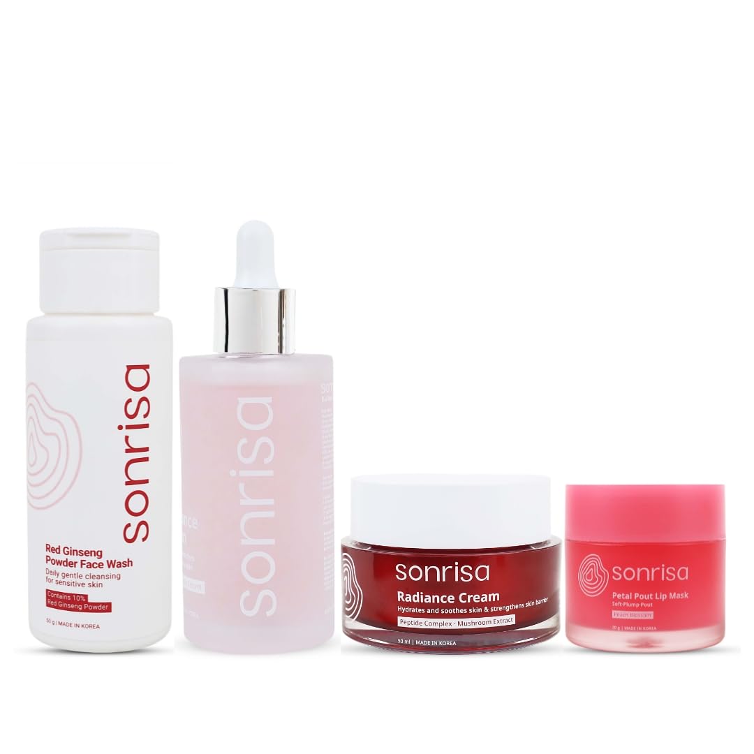 Sonrisa Red Ginseng Powder Face Wash Cream Serum Lip Mask Combo Pack-image-29