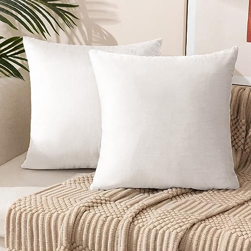 My home store White Cushion Covers 45cm x 45cm, Machine Washable Sofa Couch Living Bed Room with Invisible Zipper
