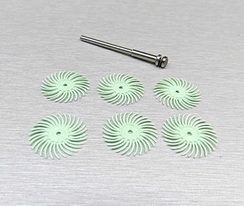 3M 1 Micron Polishing Radial Bristle Disc Light Green 3/4" Pack-6 And 1-Mandrel Made In Usa #TOP4
