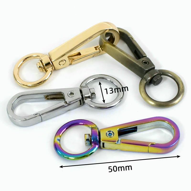 5-30 Hebillas metálicas de 13 mm para correas de bolsos, cierre giratorio, mosquetón pequeño, clip de resorte, llavero, gancho a presión, accesorios de ferretería para cintas - 30 unidades - Colo