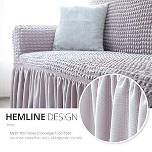 NICEEC Sofa Slipcover Grey Sofa Cover 1 Piece Easy Fitted Sofa Couch Cover Universal High Stretch Durable Furniture Protector with Skirt Country Style (3 Seater Lilac Gray) NICEEC Sofa Slipcover Grey Sofa Cover 1 Piece Easy Fitted Sofa Couch Cover Universal High Stretch Durable Furniture Protector with Skirt Country Style 3 Seater Lilac Gray