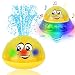 Eutreec Bath Toy, 2 in 1 Squirt Spray Water Toy LED Light Up Float Toys Automatic Induction Sprinkler Space UFO Car Toys for Baby Toddler Infant Kids Bathtub Shower Pool