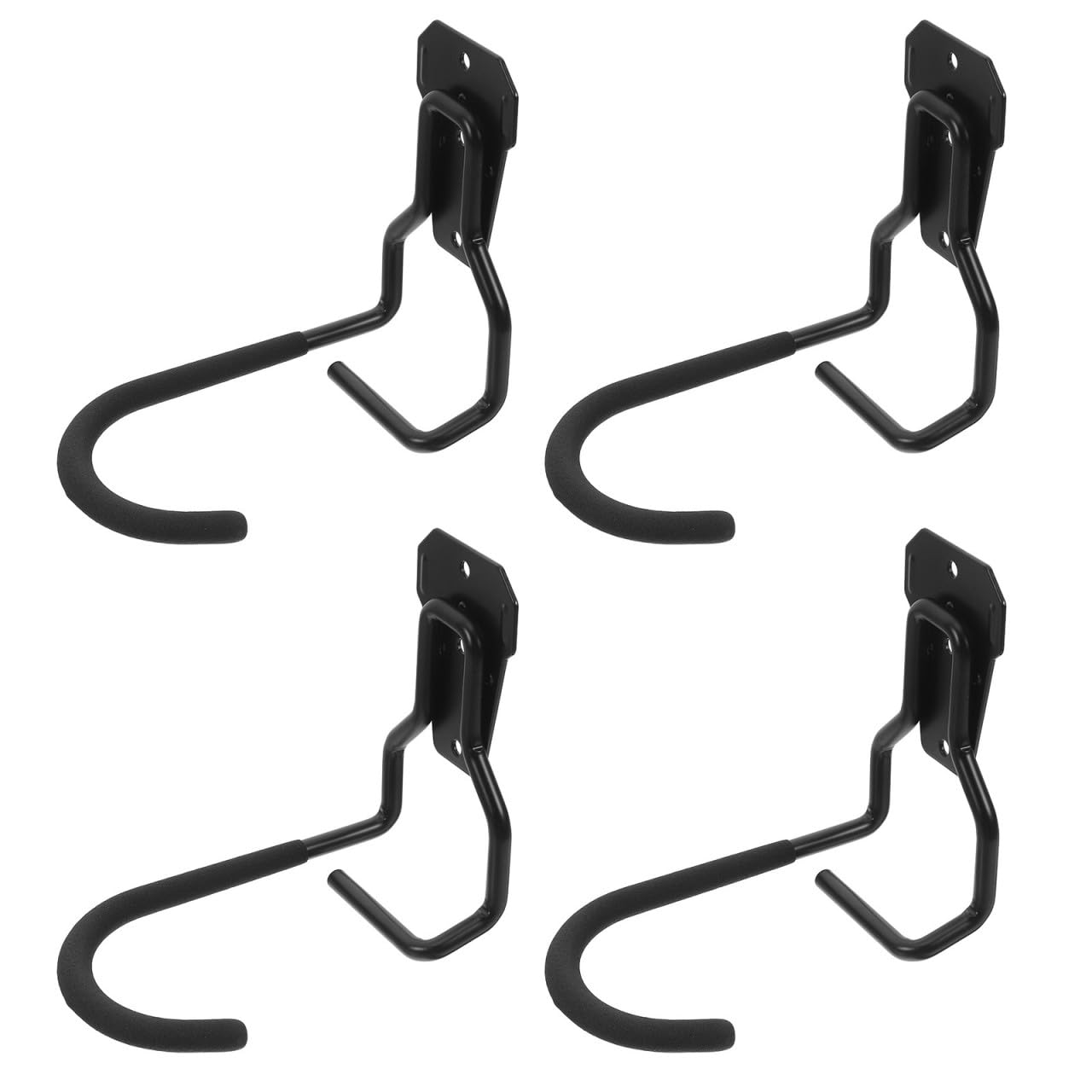 4 Pezzi Gancio da Garage per Bici a Parete Supporto da Parete per Bicicletta Ferro Nero Salvaspazio per Garage e Deposito Bici