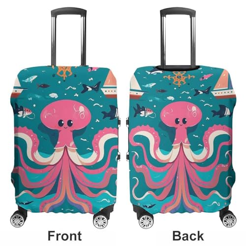 Marine Creatures for Navigation Luggage Covers for Suitcases, Washable Travel Accessories, Anti-Scratch & Dust Protection Suitcase Cover Protector Fits 19-32 Inch Luggage M3