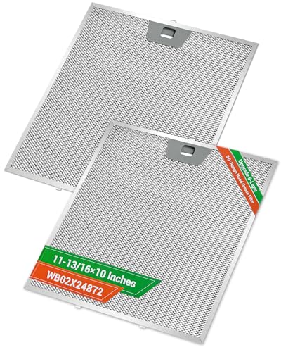 2PCS WB02X24872 Range Hood Grease Filter Compatible with GE JVW5301EJ1ES JVW5301SJ1SS JVW5301BJ1TS JVW5301FJ1DS JVW5301EJ2ES, Approximately 11-7/8 x 11-7/8 Inches