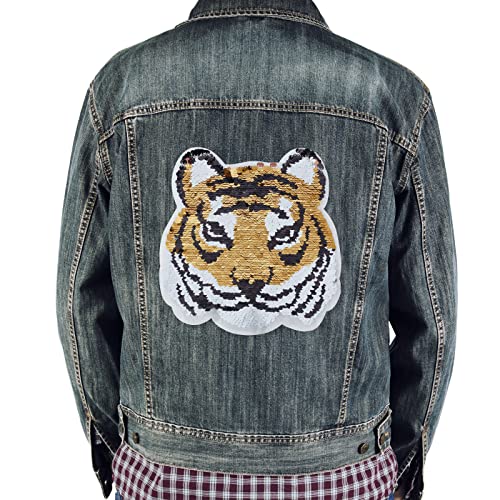 Infunly 4Pcs Tiger Sequins Sew On Patches Reversible Embroidered Beaded Applique Patches Diy Applique Sewing On Patches For Clothes T-Shirt Jeans Jacket Sweatshirt Pillow Handbag #TOP5