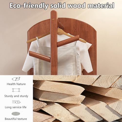 360° Rotating Full Length Mirror with Solid Wood Coat Rack - Stylish 2-in-1 Space-Saving Floor Mirror and Hanger for Bedroom, Living Room & Entryway