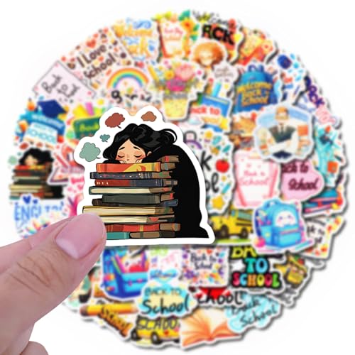 50Pcs Back to School Stickers for Students, Encouragement Back-to-School Sticker Educate Stickers Student Return to Decal for Water Bottles Journaling College Bag Laptop Scrapbook Pencil Case