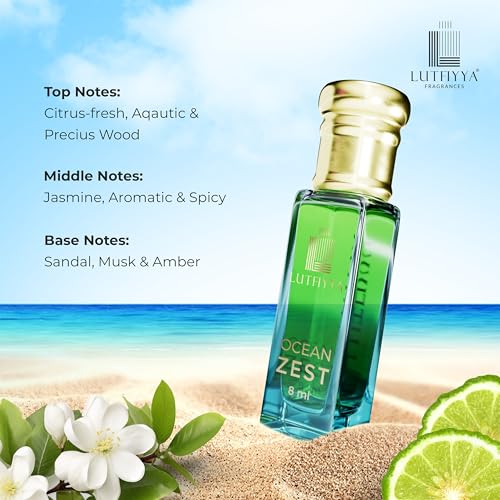 Image of Non-Alcoholic Attar Roll-On Perfume Oil (Pack of 2, 8ml Each) | Ocean Zest & Green Water | Long Lasting Fresh Aquatic & Floral Fragrance | Unisex Gift Set