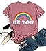 Rainbow Shirt Women Pride Shirt Rainbow Graphic Tees Shirts Letter Print Casual Short Sleeve Tops
