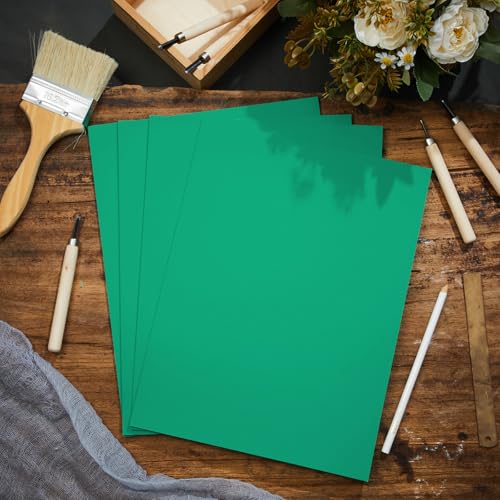 Image of Yeaqee 8 Pcs 9 x 12 Inch Linoleum Blocks for Printmaking Rubber Carving Block Soft Linocut Blocks Large Linoleum Sheet Lino Plates for Engraving Art Project Printmaking Artist Studio Supplies, Green